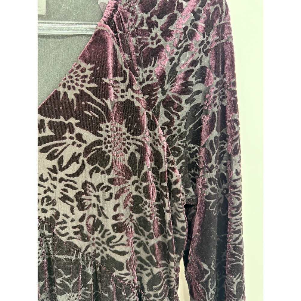 Taylor Y2K Babydoll Mini Dress Size 6 Burnout Velvet 2000s Retro Funky Hippie - Picture 3 of 7